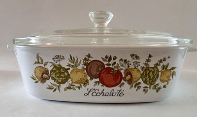 CorningWare L'Echalote A-1-B Vintage Casserole Dish 1 Quart Glass Lid BROKE KNOB