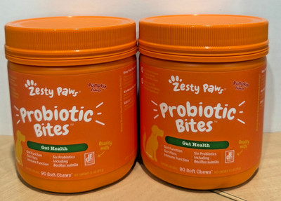 TWO PACK Zesty Paws Probiotic Bites for Dogs with Natural x 90 Exp 09/2026 & UP