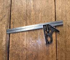 J RABONE & SONS 12” COMBINATION SQUARE & RULE No1902 ENGINEER VINTAGE OLD TOOL