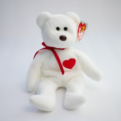 Ty Valentino Bear Beanie Baby - ALL TAG ERRORS - Brown Nose - PVC Pellets