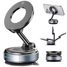 Magnetic Car Phone Holder Foldable Vacuum 360 Rotating Suction Cup Phone Mount
