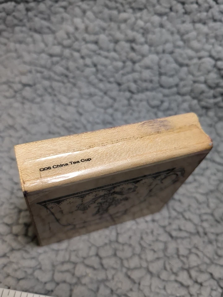 Sello de goma montado en madera Stampendous China taza de té Q06 Foto 4 de 4