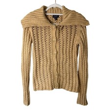 American Eagle Outfitters Vintage Y2K Tan Knit Cardigan Size M Knit Retro