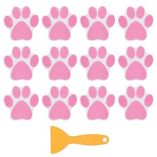 12 Pcs Non Slip Bathtub Stickers with Scraper Paw Footprint Anti Slip Red