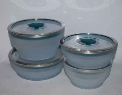 ANYDAY Microwave Cookware & Glass Containers Set of 4 w/ Lids   One Chipped
