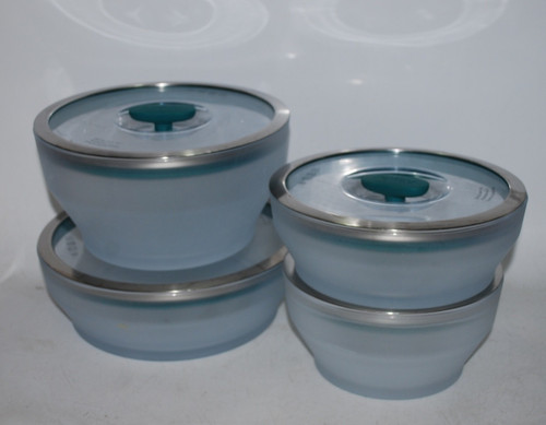 ANYDAY Microwave Cookware & Glass Containers Set of 4 w/ Lids – One Chipped