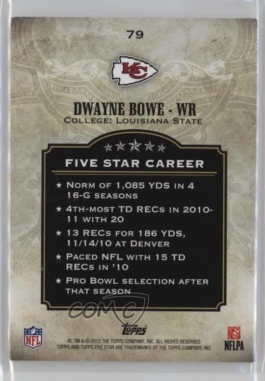 2012 Topps Five Star /139 Dwayne Bowe #79 - Image 2 of 2