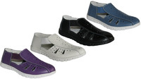Womens Coolers Leather Wide Fit Slip On Shoes Comfort Lightweight Casual Shoes