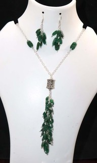 Decent Beaded Green Aventurine Necklace Earrings Set 18|2.1" Most Beautiful GW