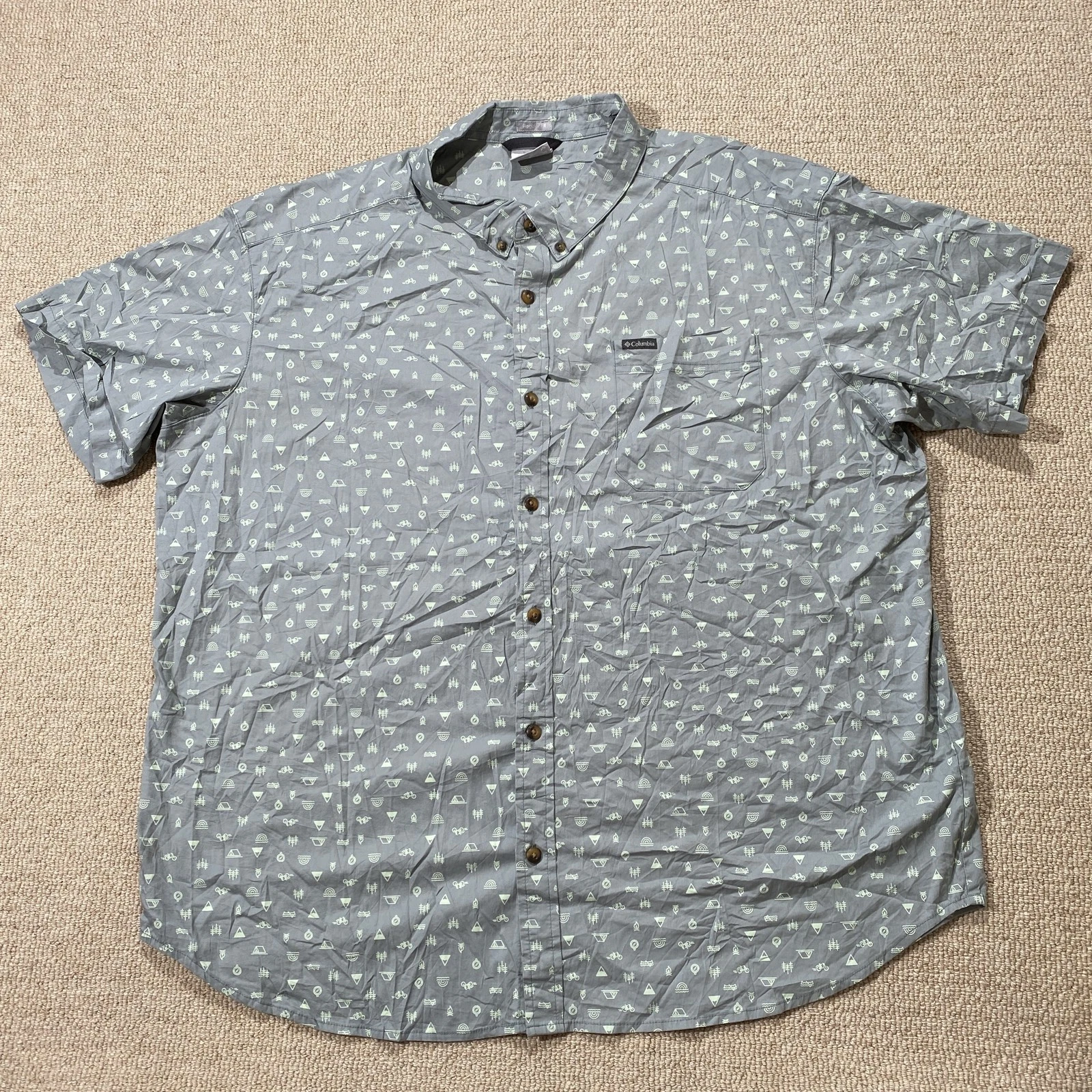 Columbia Shirt Mens XXL Grey Camping Graphic Print Short Sleeve Outdoor Hiking