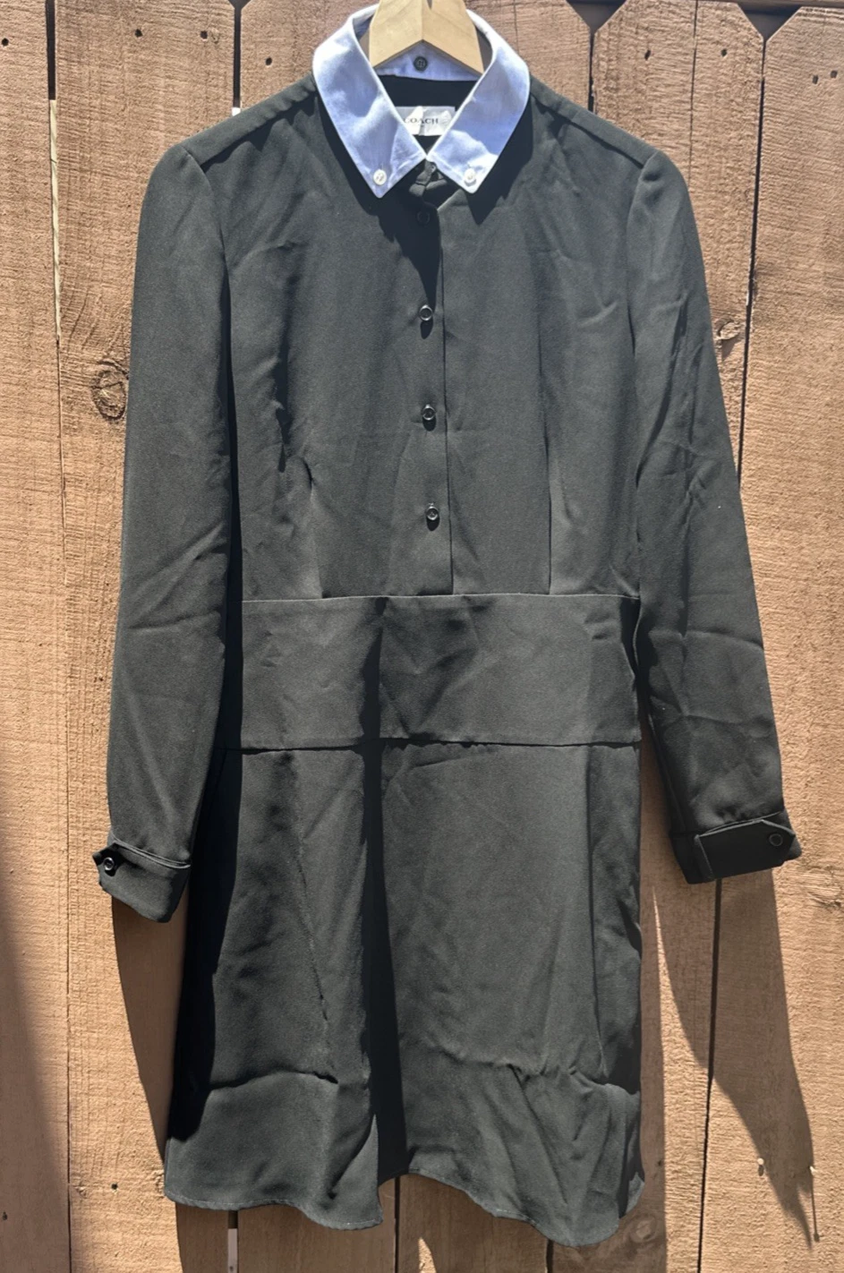 Abito Camicia Coach Donna Taglia 8 Nero Bottoni Svasato Collo Rimovibile Nero