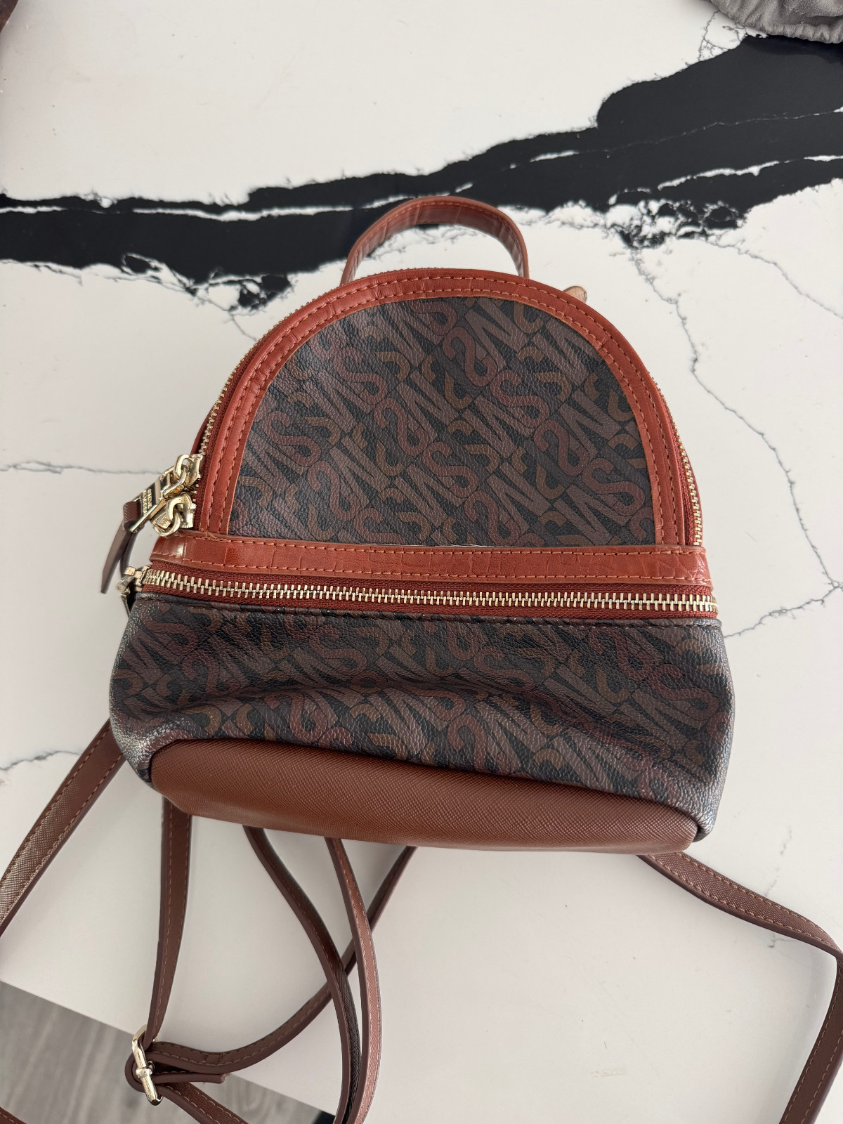 Steve Madden mini brown monogram backpack, excell… - image 1