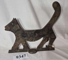 Primitive Antique 1800's Blacksmith Folk Art Cast Iron Black Cat Boot Scraper