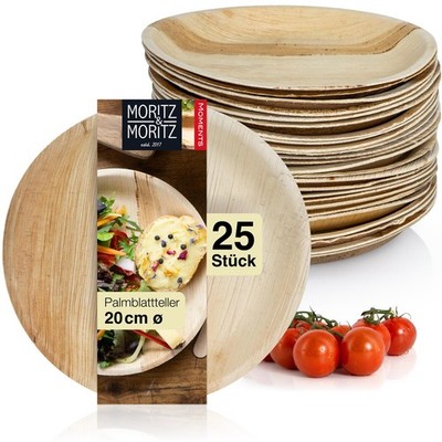 Moritz & Moritz 75x Palmblatt Teller Rund 20cm