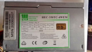HEC 350TC 4WEM 350Watt PC Netzteil 85% Efficiency gebraucht voll funktionsfähig