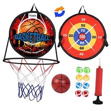 2 in 1 Basketball Hoop and Dart Board, 14" Dart Board for 2 in 1 Red Theme