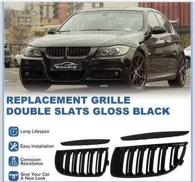 Paar Nieren Kühlergrill Glanz Schwarz Für BMW 3er E90 E91 Limo Touring 2005-2008