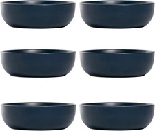 Wazee Matte Coupe Dinnerware, Bowl, Dark Blue, Set of 6