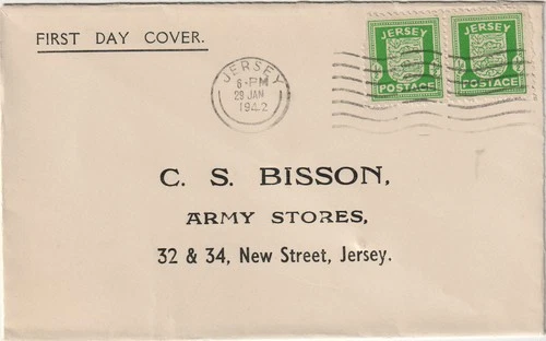 Jersey 1942 German Occupation ½d Pair Sc 1 Jan 28th First Day Cover