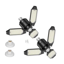 Motion Sensor Garage Lights 8000LM, Deformable Motion 2 Pack Screw in _3 Panels