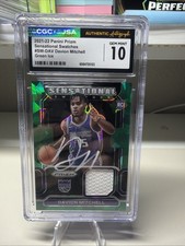 2021 Prizm Basketball Davion Mitchell /21 Green Patch In Person Auto CGC Gmt 10