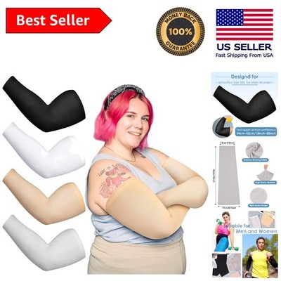 Plus Size 5X-Large Sun Protection Arm Sleeves - 4 Pairs Cooling Ice Silk Comfort