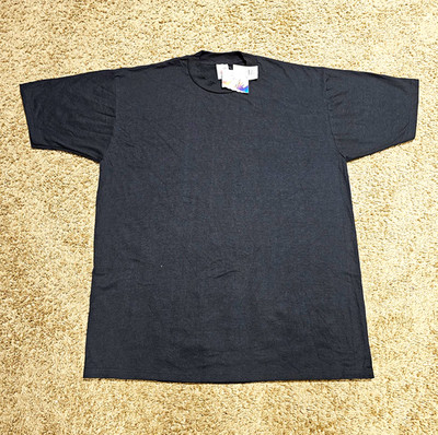 Vtg Deadstock JERZEES Black Crew Neck Short Sleeve T-Shirt Sz XL Regular Fit USA