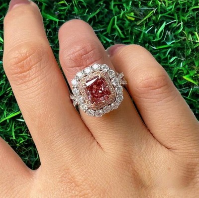 4.00 Ct Emerald Cut Natural Pink Sapphire Diamond Wedding Ring 14K White Gold