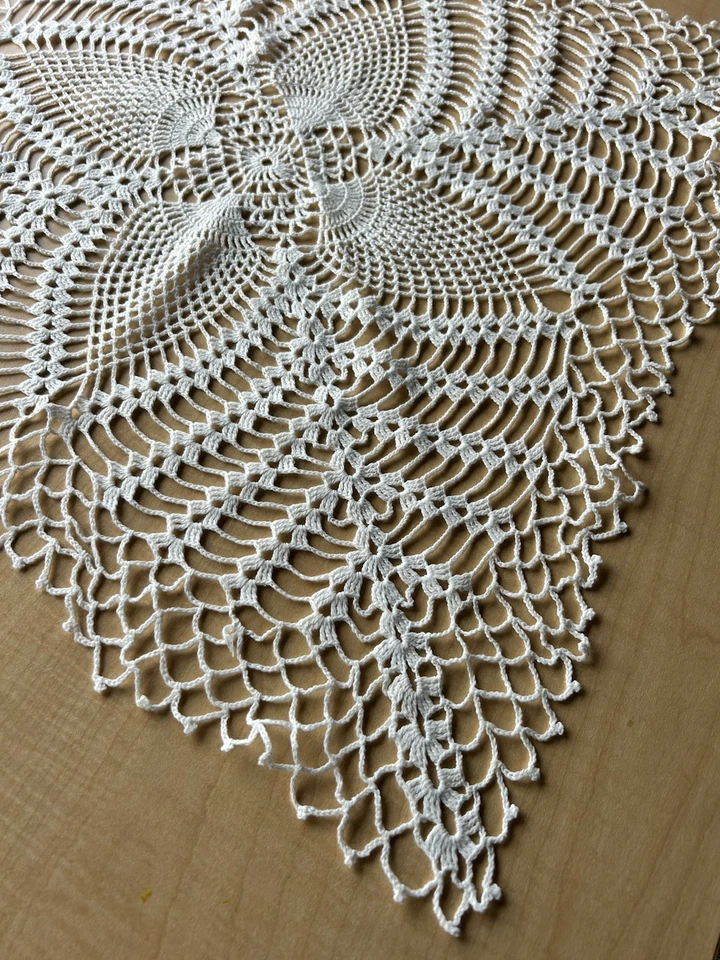 Vintage quadratisches gehäkeltes Deckchen weiß 22 Zoll - Bild 4 von 4