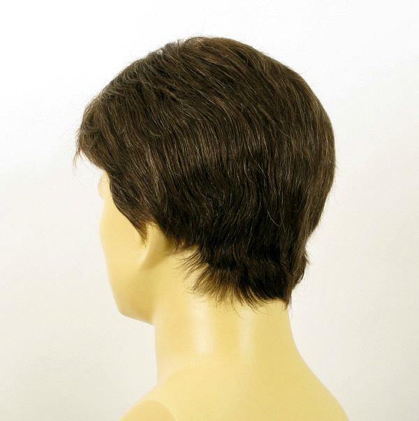 Perruque Homme 100% Cheveux Naturels Châtain - Ref XAVIER - Taille Moyenne - Court