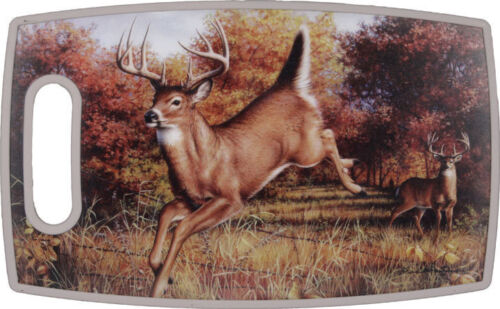 WHITE TAIL DEER BUCK PPE PLASTIC CUTTING BOARD 15"x9" Hautman Brothers Art NEW - Picture 1 of 1