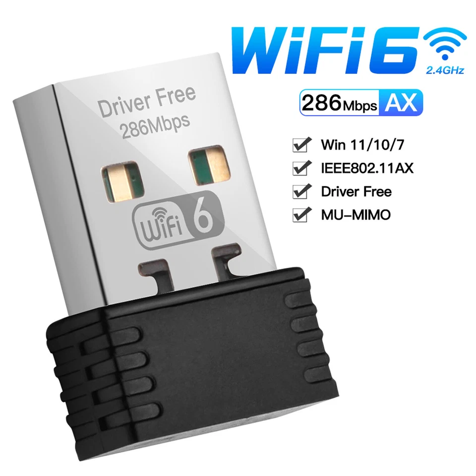 New AX286 USB WiFi 6 Mini USB WiFi Adapter 2.4GHz Driver Free Wifi Dongle Win7/1 - Image 3 of 4