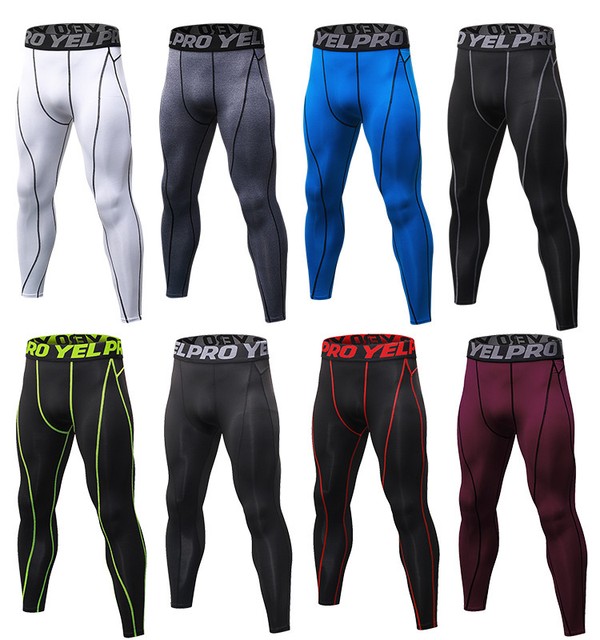 Mens Compression Running Pants Basketball Soccer Spandex Long Tights