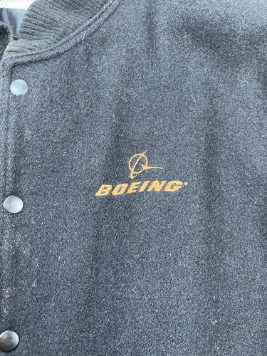 Giacca Mac Murray Boeing Letterman uomo XL feltro lana pelle marrone nero vintage - Foto 3 di 14