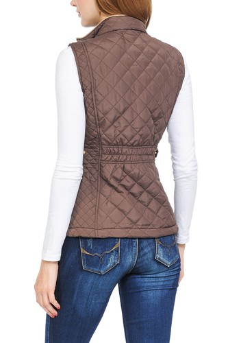 Chaleco acolchado ligero con capucha de piel con cremallera para mujer Auliné Collection - Imagen 18 de 109