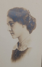Lovely Young Brunette Teen Profile Studio Girl Antique Cabinet Card Photo
