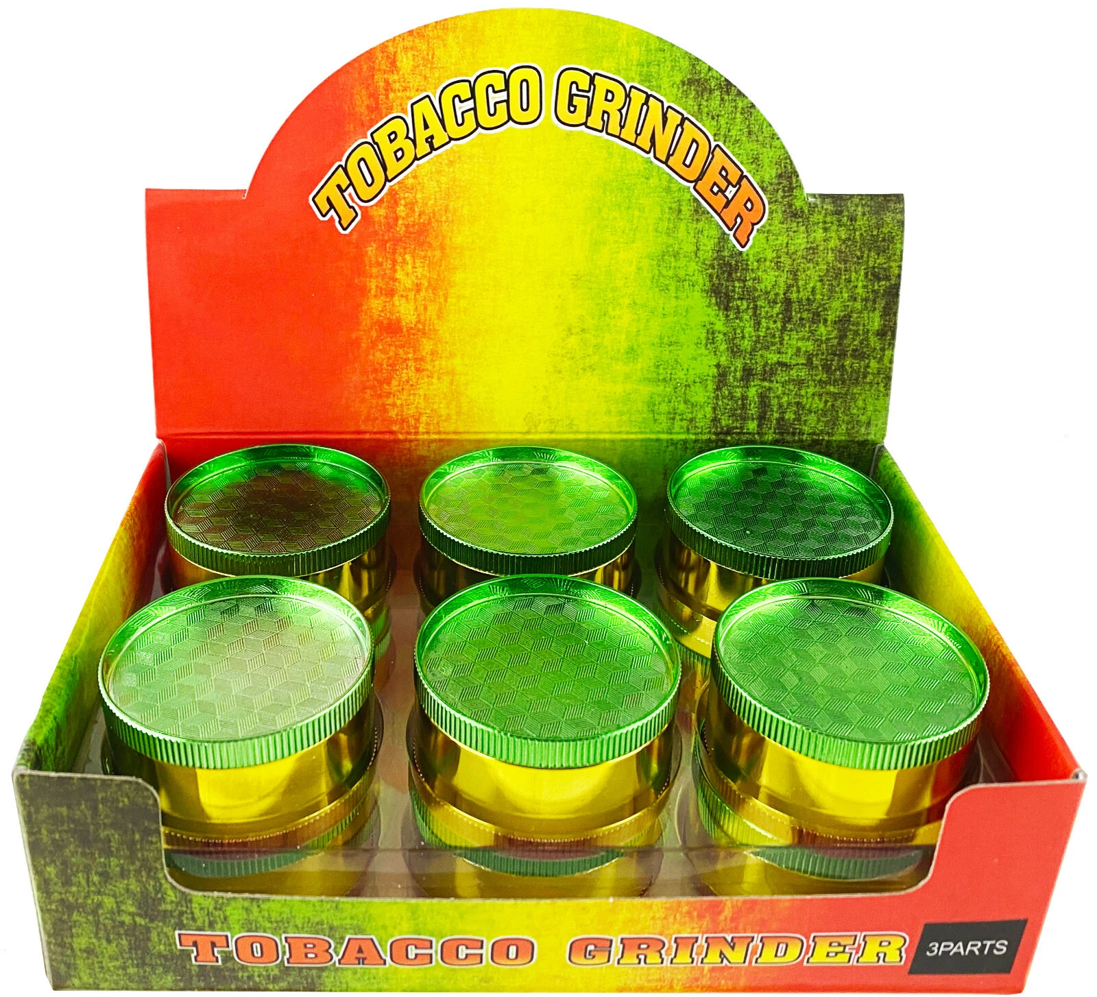 12 PACK 2" Heavy Grinder 3 PC Tobacco Herb Spice Grinder Square Graphic Rasta