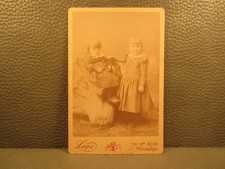Victorian Antique Cabinet Card Photo of Two Young Girls Sisters