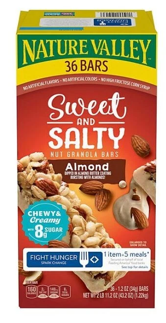 Barras de granola Nature Valley dulce y salada nuez almendra 36 ct -3pk Foto 2 de 4