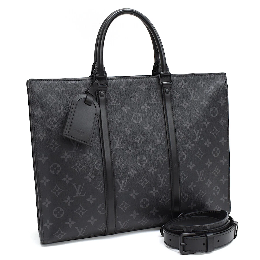 Auth LOUIS VUITTON Monogram Eclipse Sac Plat Horizontal Zippe 