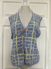 Vintage 1990s Women's Vest Cottage Core XL Napa Valley Lattice Patchwork XL