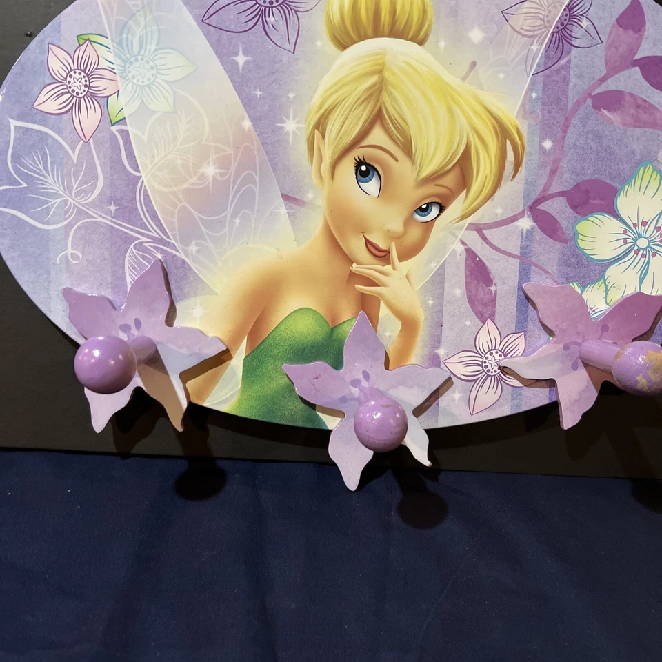 Perchero de pared Disney Tinkerbell Fairy, 15"x10,5", juguete Peter Pan. Madera y pintura Foto 3 de 3