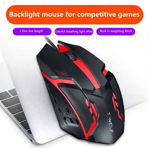 V1 Wired Gaming Mouse USB Glowing Mouse Illuminated Desktop Computer Mouse - Afbeelding 3 van 9