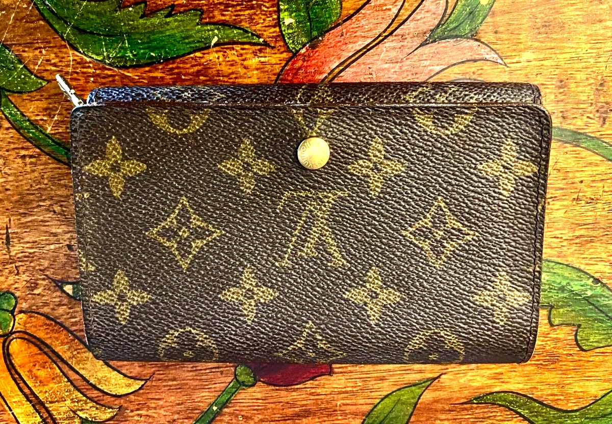 LOUIS VUITTON LV LOGO Coated Canvas & Bi Fold WALLET Authentic!