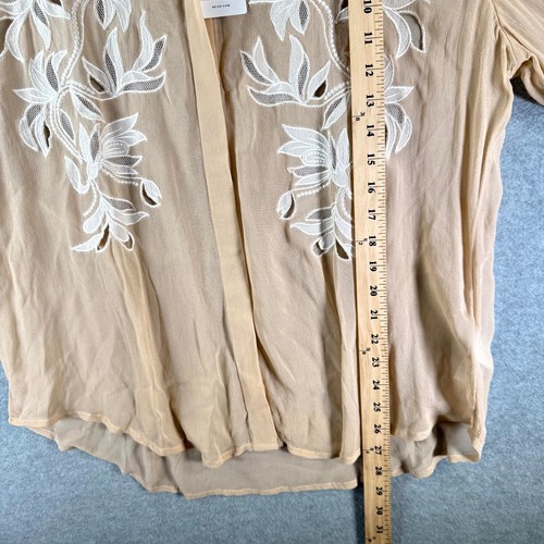 Reiss Jodie Lace Shirt Women's 12 Nude Long Sleeve Mandarin Collar Embroidered - Picture 9 of 14