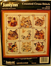 Janlynn Counted Cross Stitch Kit 80-234 Cat Sampler NEW 16"