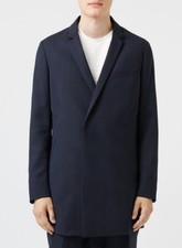 Lux Navy Silk Mix Duster Coat - Blue Rrp150 Size Small Topman