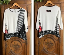 MULTIPLES Women’s Size PL Polyester Stretch Roll Tab Sleeve Pullover Shirt