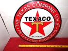 VINTAGE 11 3/4 in TEXACO TEXAS CO. USA GAS ADV SIGN HEAVY METAL PORCELAIN #S 206