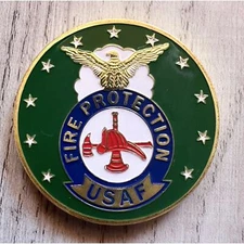 U S AIR FORCE Fire Department Protection Challenge Coin USAF Case